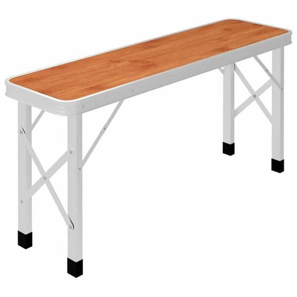 Campingbord - EKSKLUSIV HUS - Kuffertmodel - Let aluminium - MDF-plade - Sammenklappelig, 2 bænke brun