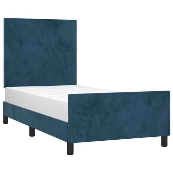 Maison Exclusive - Sängram utan madrass mörkblå 90x190 cm sammet