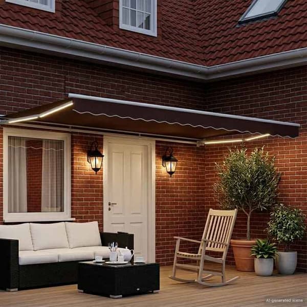 Maison Exclusive - Manuell rullgardinsram med LED-lampor