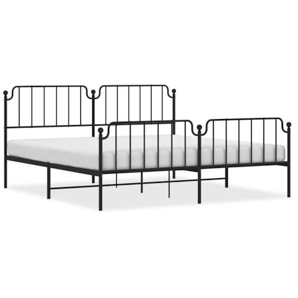 Sengeramme i metal uden madras med sort fodbræt 193x203cm102 [cm] Svart