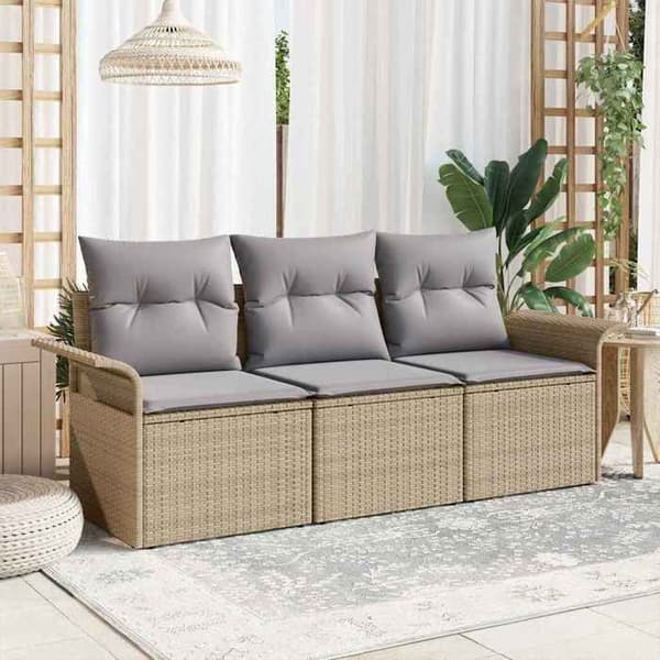 Maison Exclusive - 3 osan beige polyrottinkinen puutarhakalustesetti