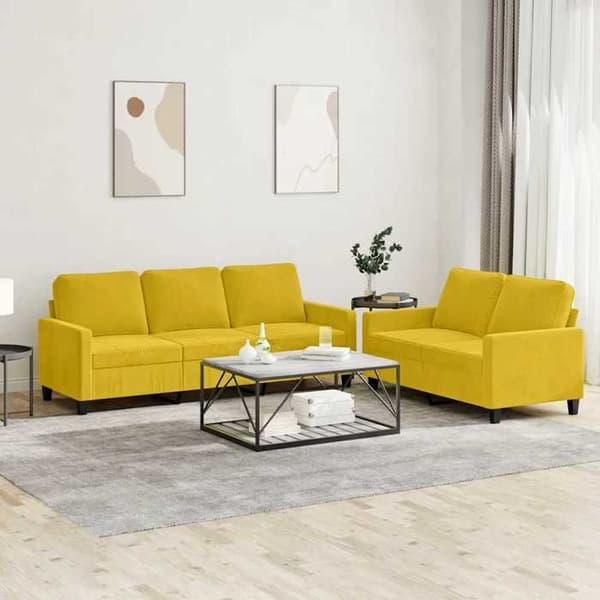 Maison Exclusive - Sæt af 2 sofaer med puder Gul Velour