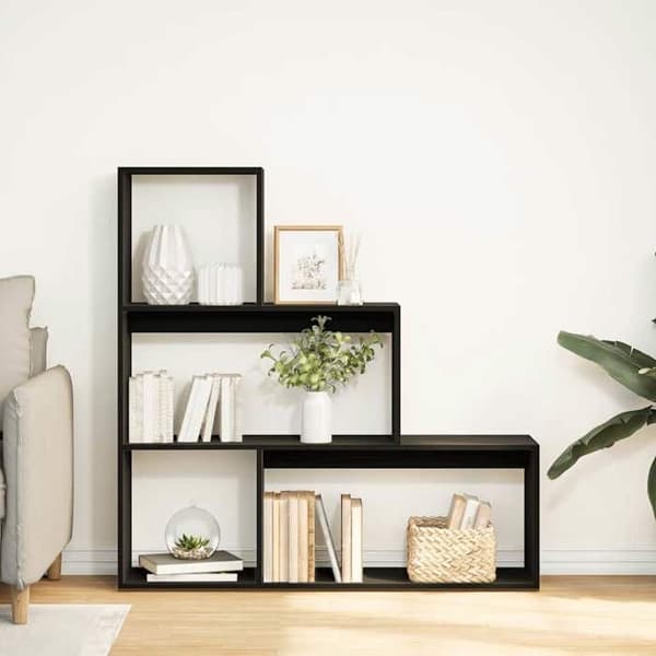 Maison Exclusive - Rumdelende reol med 3 niveauer sort 123x29x123 cm