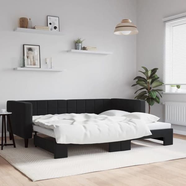 Maison Exclusive - Sengebænk med sort sovesofa 90x190 cm velour