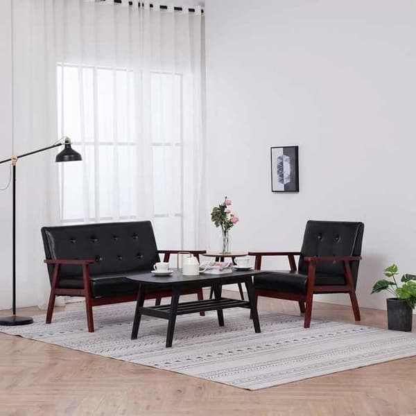 Maison Exclusive - Sæt af 2 sofaer i sort kunstlæder Svart