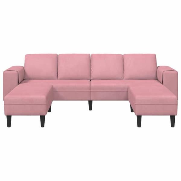 Soffa - MAISON EXCLUSIVE - 3 platser - Rosa - Polyester tyg - Svarta ben Ros