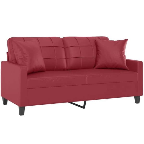Maison Exclusive - Soffa 2 platser med bordeaux kuddar 140 cm konstläder