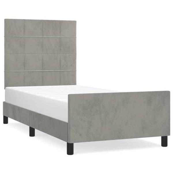 Maison Exclusive - Sängram utan madrass ljusgrå 90x190 cm sammet