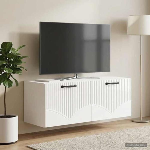 Exklusivt Hem - Väggmonterad TV-möbel Väggmontering Vit glansig 78,5 x 31 x 30 cm