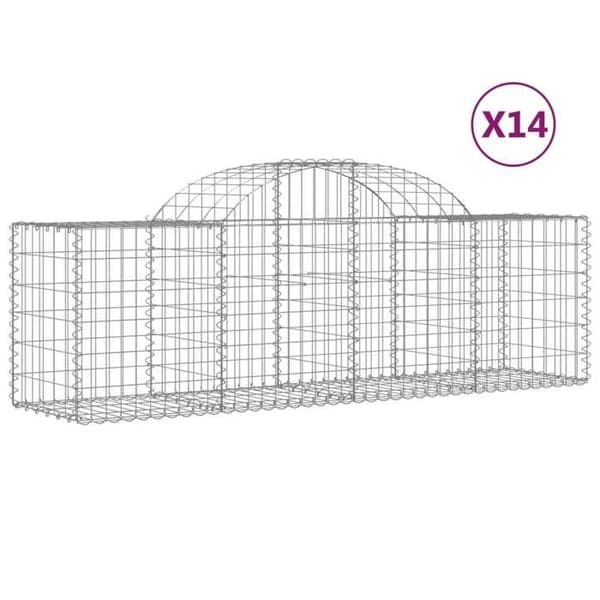 Maison Exclusive - Bågformade gabionkorgar 14 st 200x50x60/80 cm galvaniserat järn silver-