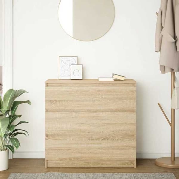 Maison Exclusive - Buffet egetræ sonoma 80x35x76 cm ingeniørtræ Sonoma ek