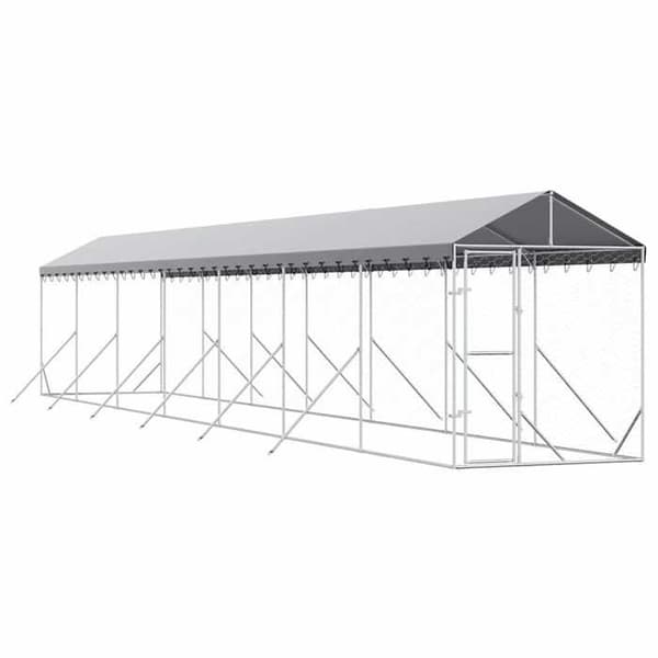 Exklusivt hus - Utomhus hundbur med silvertak 2x14x2,5 m