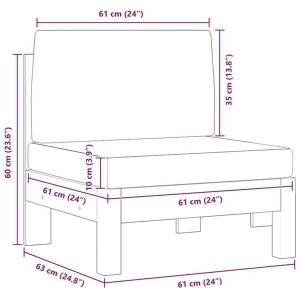 Maison Exclusive - Central soffa med kuddar i krämvitt, solid akaciaträ
