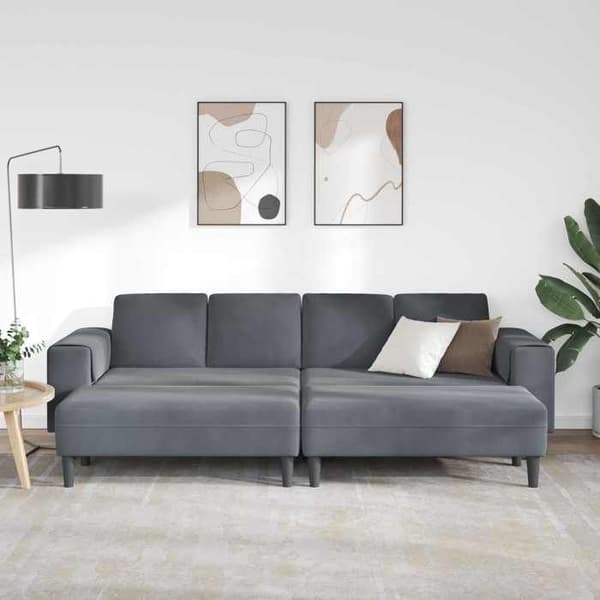 Soffa 3 platser - MAISON EXCLUSIVE - Vardagsrumssoffa - Mörkgrå - Polyester - Svarta ben Mörkgrå