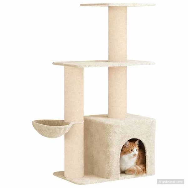 Maison Exclusive - Kattträd med sisal klöspinnar Creme 133 cm