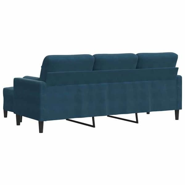 Soffa 3 platser - MAISON EXCLUSIVE - 180 cm - Blå sammet - Metallram - Med puff Blå