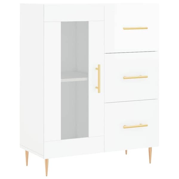 Maison Exclusive - Buffé Vit glänsande 69,5x34x90 cm Ingenjörsträ