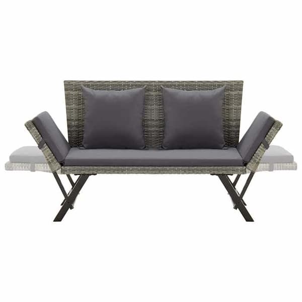 Maison Exclusive - Bænk til haven med puder 176 cm Grå flet