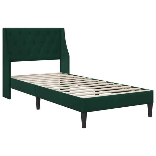 Maison Exclusive - Sängram med madrass Mörkgrön 90 x 200 cm Sammet