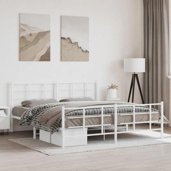 Sengestel - EKSKLUSIV HUS - 183 x 213 cm - Stål - Hvid - Lamelseng Vit