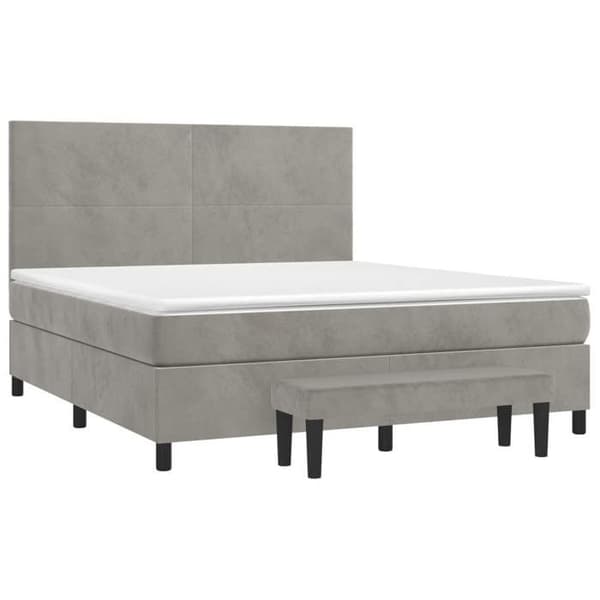 Maison Exclusive - Seng solid bund med socker og madras Grå 160x200cm Velour