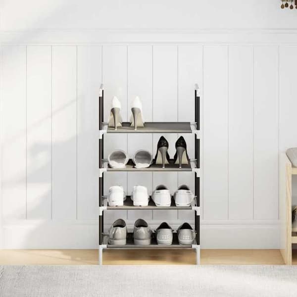 Kenkäteline - MAISON EXCLUSIVE - 4 tasoa - Musta - Ei-kudottu kangas - Teräsrunko
