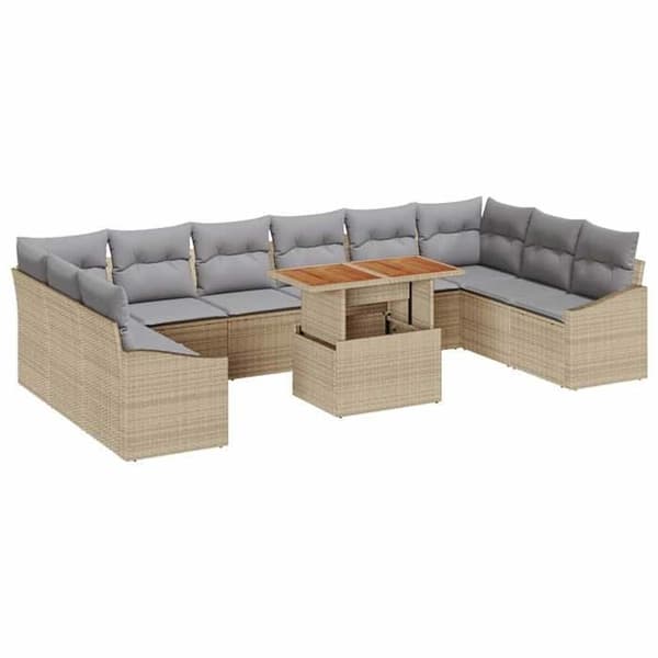 Trädgårdsmöbler - EXKLUSIVT HUS - Modulär - Beige - Poly rattan - 11 delar beige
