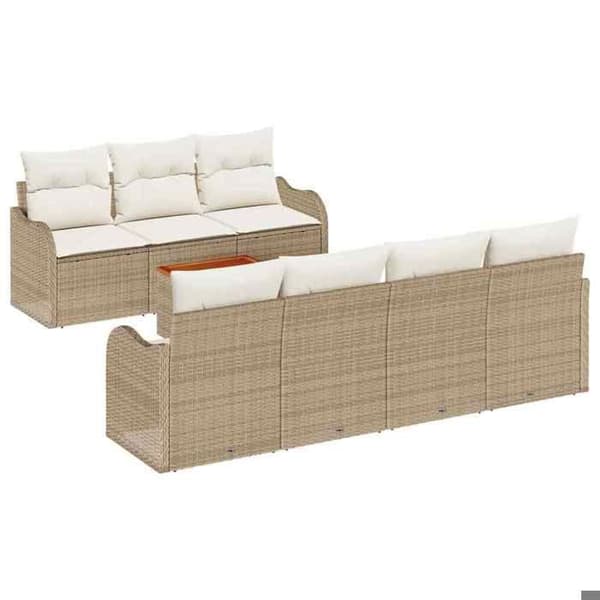 Maison Exclusive - 8-delars trädgårdsoff-set i beige polyrotting beige