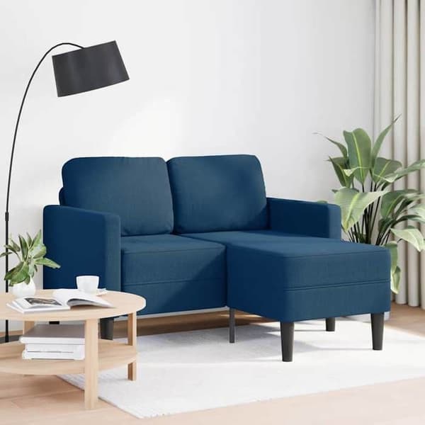 Maison Exclusive - 2-sits soffa med L-formad divan i blått 125 cm tyg