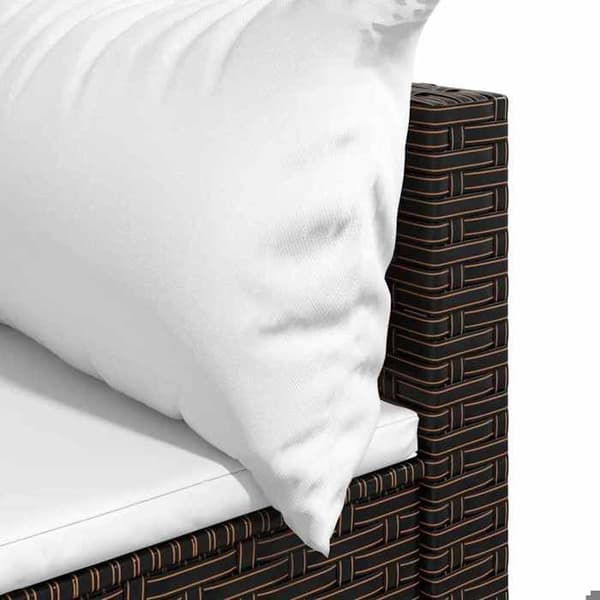 Maison Exclusive - Utehörnsoffa med bruna kuddar i flätad resin brun