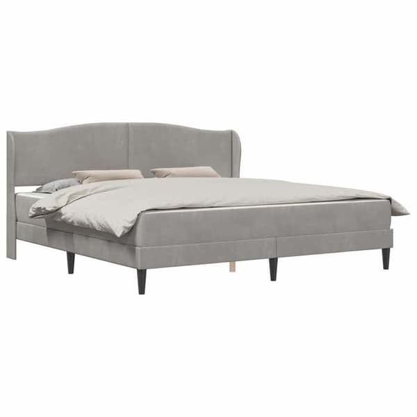 Maison Exclusive - Sängram med huvudgavel Ljusgrå 200 x 200 cm Sammet