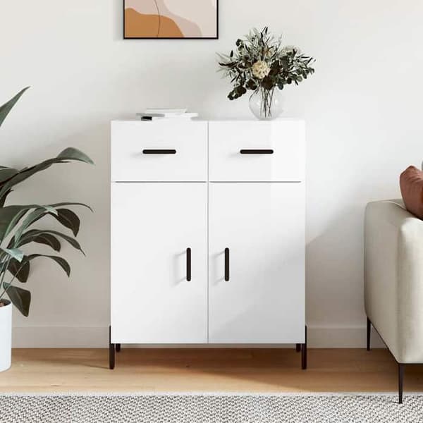 Maison Exclusive - Buffé Vit glänsande 69,5x34x90 cm Ingenjörsträ Vit