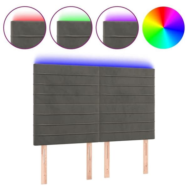 Maison Exclusive - LED Hovedgærde Mørkegrå 144x5x118/128 cm Velour mörkgrå