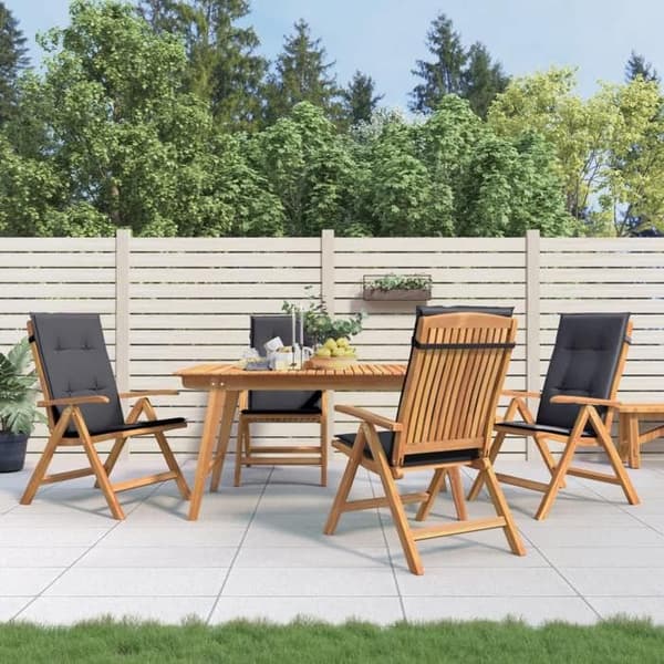 Maison Exclusive - Fällbara trädgårdsstolar set om 4 med kuddar i teakträ