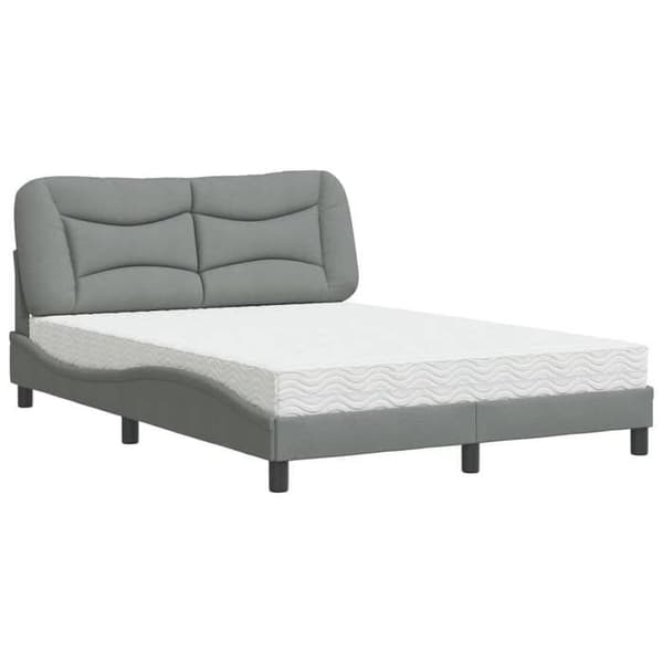 Maison Exclusive - Seng med madras Hvar lys grå 140x190 cm stof ljusgrått