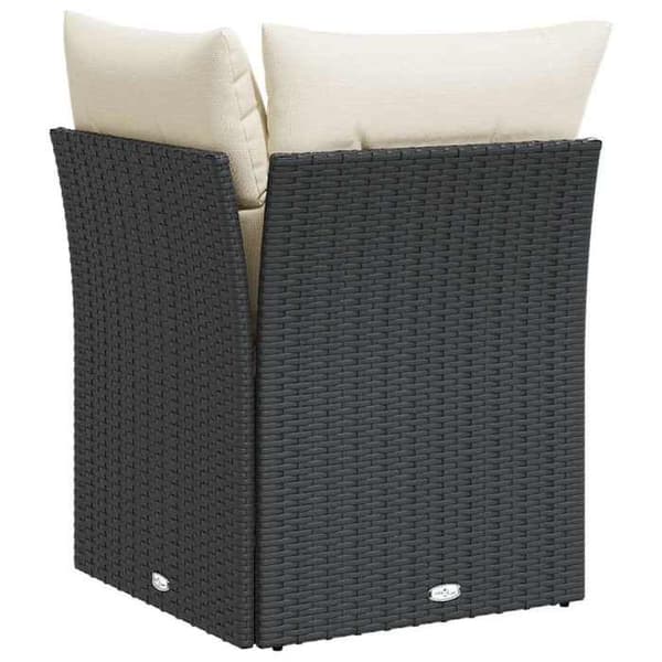 Maison Exclusive - Utehörnsoffa med svarta kuddar i flätad resin