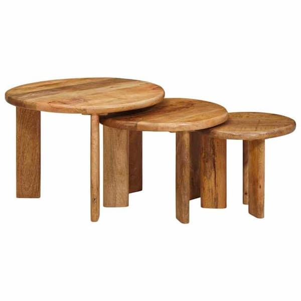Borde - EKSKLUSIV HUS - Gigognes 3 dele - Stabelbar - Brun - Ø54 x H40 cm