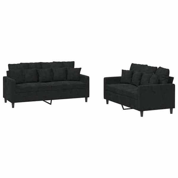 Maison Exclusive - 2 kpl sohvakokonaisuus tyynyillä, musta sametti