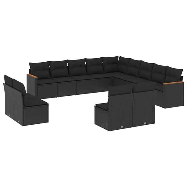 Maison Exclusive - Trädgårdsmöbler med kuddar 13 delar svart flätad resin