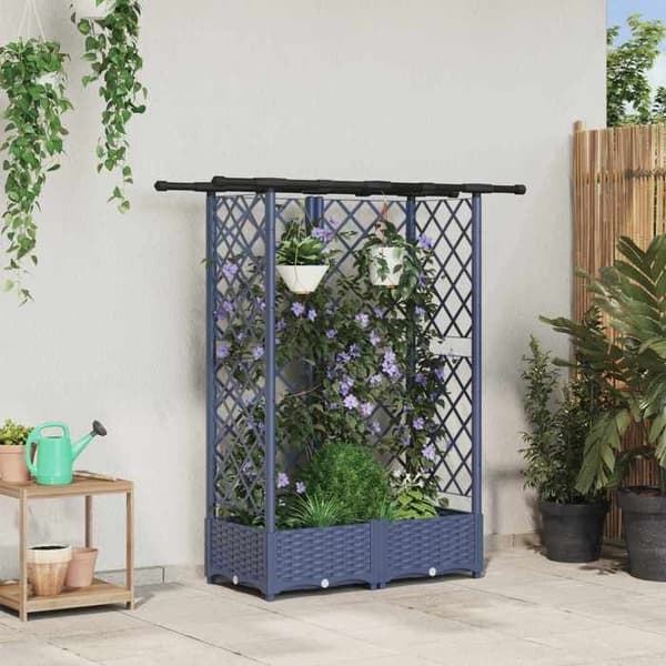 Maison Exclusive - Høj Seng med Gitter og Grå Tag 124 x 40 x 121 cm PP Grå