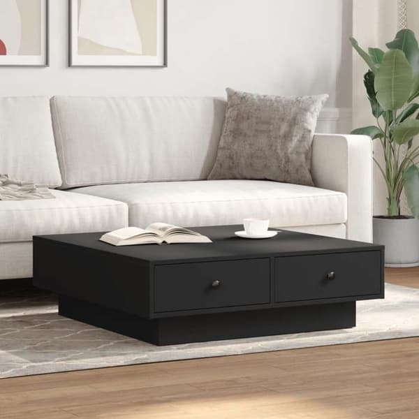 Bord - EKSKLUSIV HUS - 90x90x28 cm - Sort - Spånplader - Stor opbevaring Svart