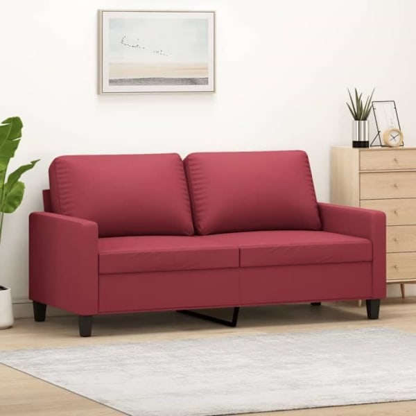 2-personers sofa Bourgognerød 140 cm Kunstlæder80 [cm] Röd