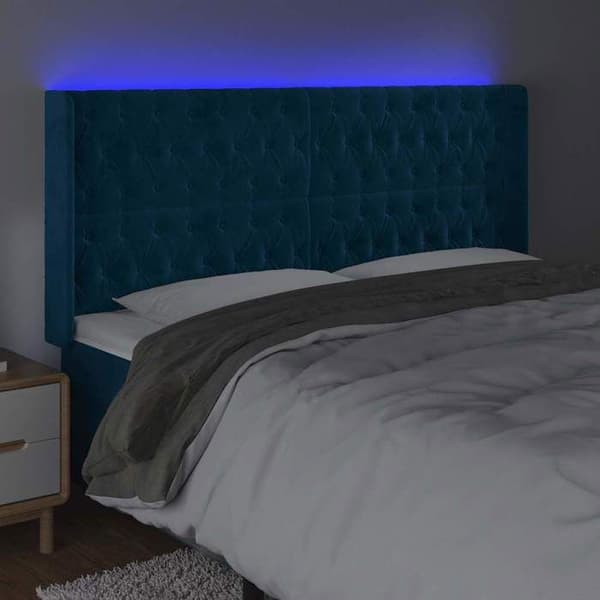Maison Exclusive - Sänggavel med LED Blå mörk 203x16x118/128 cm Sammet