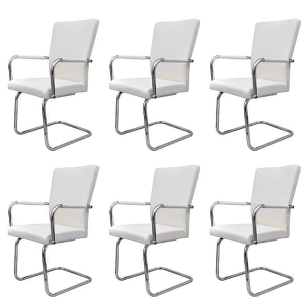 Matstolar - Exklusivt Hem - Cantilever - Vit konstläder - Set om 6 Vit