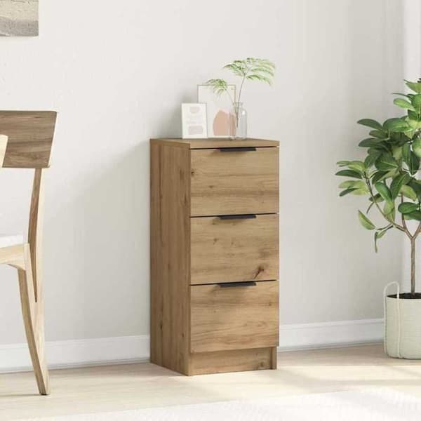 Maison Exclusive - Buffet i egetræ, håndlavet 30x30x70 cm, ingeniørtræ