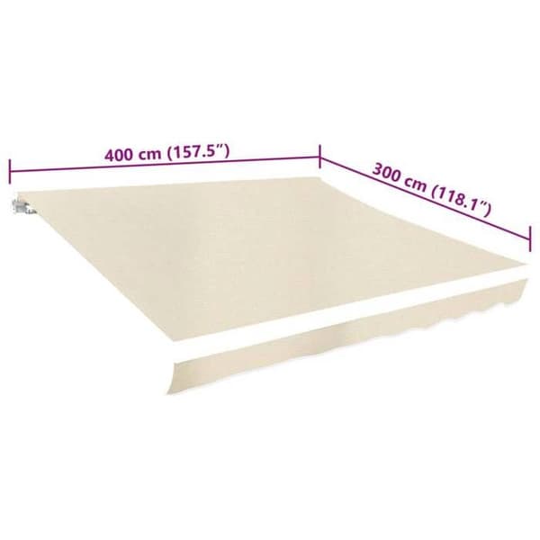 Maison Exclusive - Korvaava kangas vaalean kermanväriselle markiisil 400x300 cm polyesteri Grädde