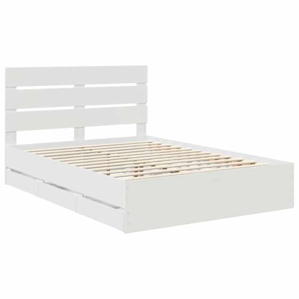 Maison Exclusive - Sängram med låda Vit 160 x 200 cm Ingenjörsträ Vit