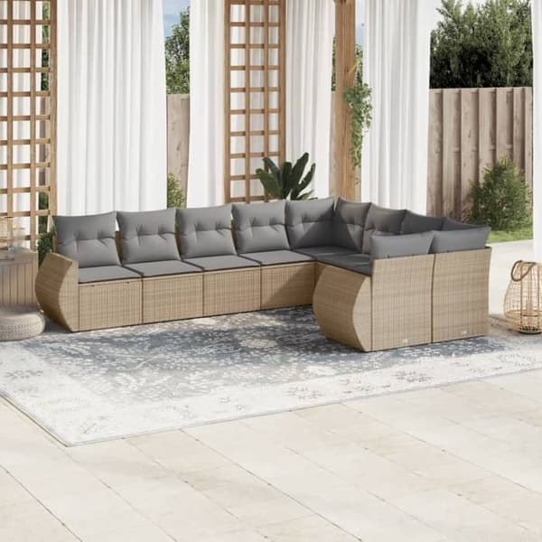 Havemøbler - EKSKLUSIVT HUS - Modulerbart - Beige - 9 dele - Opbevaring under sæde - Vævet harpiksmateriale beige