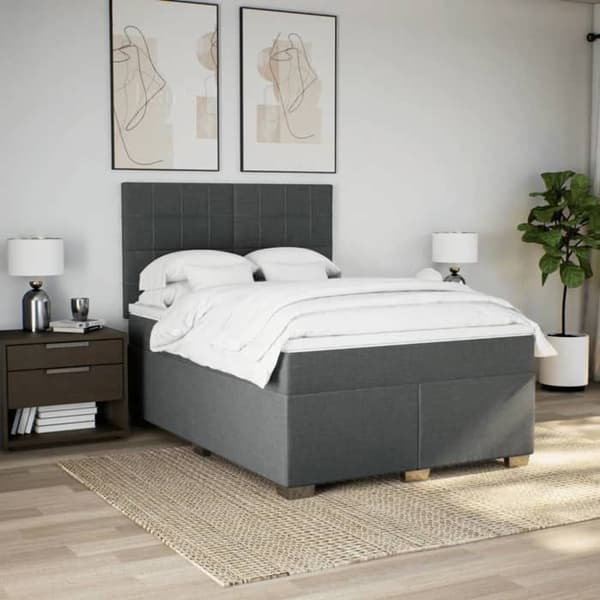 Maison Exclusive - Sengebunde med madras Mørkegrå 140x200cm Stof
