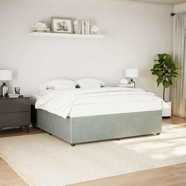 Sengestel - EKSKLUSIV HUS - 200 x 200 cm - Lys grå - Velour - Lamelseng ljusgrått